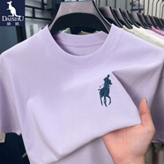 袋鼠（DAISHU）純棉短袖t恤男圓領(lǐng)刺繡夏季新款中青年男士休閑百搭男裝半袖體恤 淺紫色 L