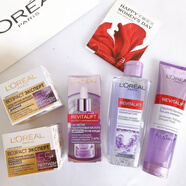 歐萊雅（LOREAL）進(jìn)口節(jié)日禮物母親節(jié)護(hù)膚禮盒55+日晚霜精華水乳套裝七夕禮物 日晚霜+精華+爽膚水+潔面 禮袋