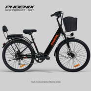 溫氏鳳凰;WEN＇S PHOENIX【新品】鳳凰小型鋰電池電動(dòng)腳踏車男女士助力電動(dòng)車新國(guó)標(biāo)電動(dòng)腳 L8-24寸-輻條輪-7速-黑色 48V10AH