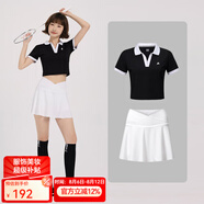 川崎（KAWASAKI）羽毛球服女神運(yùn)動套裝女夏季短袖T恤運(yùn)動裙兩件套運(yùn)動服速干衣 B2996黑色+B2766白色 L