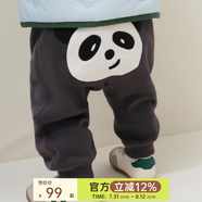 papa【糯米棉】爬爬秋季新款男女寶寶造型大pp褲嬰兒長(zhǎng)褲休閑褲子 深灰色加絨款 100 cm
