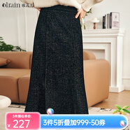 Olrain歐芮兒法式黑色半身長(zhǎng)裙女秋冬新款氣質(zhì)顯瘦魚(yú)尾直筒裙子 黑色 XL