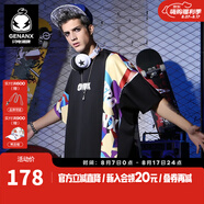 閃電潮牌（GENANX）印花短袖男夏季情侶裝嘻哈街頭太空棉五分袖t恤 黑色 XL