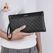 稻草人男士手包手拿包老花紋印花拉鏈信封包多卡位手抓包錢(qián)包生日禮物