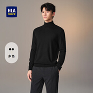 HLA海瀾之家長(zhǎng)袖針織衫男套頭可翻高領(lǐng)毛衣男冬季HNZAD4W140A 黑色E0 L 175/92A推薦137~150斤