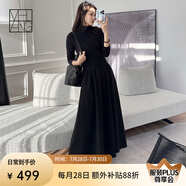 美洋（MEIYANG）愛麗絲連衣裙黑科技超細纖維半高領修身針織裙時尚新款顯瘦裙子女 黑色 L