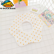 G.duckins韓國小熊防水?huà)雰簢旒兠迖等彳?60度可旋轉圓形花瓣口水巾 黃愛(ài)心