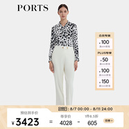 PORTSPURE女裝2024早秋新款長袖襯衫LT9B078UPS027 黑白色印花 S (4)