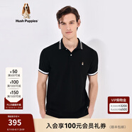 Hush Puppies暇步士男裝夏季新款復(fù)古美式純棉短袖Polo衫 097黑色3 L