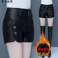 皮短褲女修身顯瘦女士靴褲皮短褲女秋冬款高腰顯瘦皮褲女裝今年新款流行短褲秋冬款小個(gè)子加厚黑色褲子 118 黑色-高品質(zhì) 薄絨款 S 建議/95斤以下