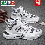 卡帝樂(lè)鱷魚（CARTELO）高幫男鞋2025新款韓版潮流時(shí)尚運(yùn)動(dòng)鞋男鞋時(shí)尚老爹休閑鞋 白色大貨可定制 42