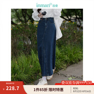 茵曼（INMAN）翻袖設(shè)計(jì)感牛仔短外套2025秋季女裝新款寬松休閑小個(gè)子夾克上衣 深牛仔藍(lán)半身裙--18438189 XL