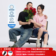 鬼洗25春季新款 云朵棉牛仔褲男復(fù)古十字繡潑墨寬錐形九分褲 25B4439 牛仔藍(lán)色 76 2XL (185)