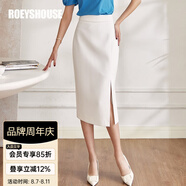 ROEYSHOUSE羅衣知性通勤開叉半身裙女夏裝新款白色修身包臀中長裙08190 白色 M