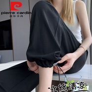 皮爾卡丹（pierre cardin）春秋薄款抽繩束腳運動(dòng)褲ins外穿休閑闊腿褲寬松顯瘦燈籠衛褲 黑色-可調節束腳款今年流行的輕 S 建議65-85斤