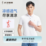 才子（TRIES）【多色可選 】POLO衫夏季新款男士短袖上衣仙鶴刺繡撞色翻領(lǐng) 網(wǎng)眼提花領(lǐng)白色 XL 50(175/92A)