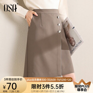 歐莎（OSA）2025年春秋不規(guī)則下擺半身裙女中長款OL職業(yè)高腰顯瘦a字裙 咖啡色 有里布 S