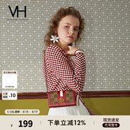VANESSA HOGAN VH女包梵臨小方包輕奢復古手機包潮流單肩鏈條斜挎包禮物送女友 紅棕色