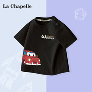 拉夏貝爾男童短袖t恤2025新款嬰兒衣服汽車(chē)夏裝打底衫兒童體恤衫 【100%純棉】紅色汽車(chē)黑k7 100cmq9
