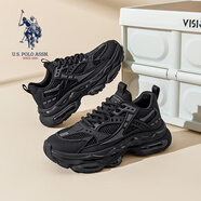 美國馬球協(xié)會（U.S.POLO ASSN.）厚底老爹鞋男2025新款男鞋夏季透氣運(yùn)動鞋男士網(wǎng)面增高休閑鞋子男 黑色 （網(wǎng)眼透氣） 43 (265mm) 標(biāo)準(zhǔn)運(yùn)動鞋碼-