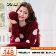 百圖betu女裝2025春季新款毛衣圓領(lǐng)寬松時(shí)尚大波點(diǎn)套頭毛衫女2501T02 紅色 M