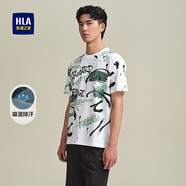 HLA海瀾之家短袖T恤男25新款吸濕排汗?jié)M身印花短袖男夏HNTBJ2J246A 米白花紋Q6 S 165/84A