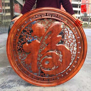 OUOETY東陽(yáng)木雕掛件圓形康熙福字家居客廳背景墻壁飾玄關(guān)壁掛香樟木雕畫(huà) 花梨色康熙福直徑120厘米香樟木/