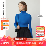 朗姿【王楚然同款】純羊毛高領(lǐng)針織衫春冬內(nèi)搭打底上衣曠野美拉德 艦隊(duì)藍(lán)色 S