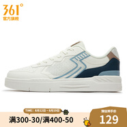 361度【商場(chǎng)同款】網(wǎng)面透氣板鞋新款輕便百搭低幫板鞋 羽毛白/懷舊藍 40