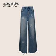 云思木想Ysimo-X摩登國風(fēng)2025夏季新款直筒寬松高腰牛仔褲女12973 藍(lán)色長款 M