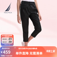 諾帝卡（NAUTICA）【商場同款】女裝春夏款涼感透氣輕薄休閑九分褲女32PM27 黑色0TB 28