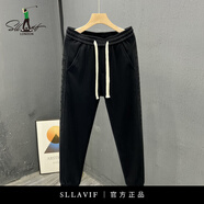 薩拉維夫（Sllavif）品牌男士休閑褲男2023新款秋冬季束腳衛(wèi)褲潮牌小腳九分褲 黑色 32