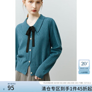范思藍(lán)恩22FS4072法式軟糯風(fēng)毛衣女秋冬新款蝴蝶結(jié)飄帶針織衫 復(fù)古藍(lán) XS