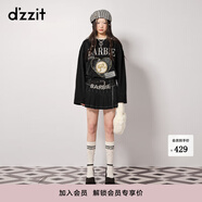 DZZIT明星同款牛仔裙春秋新款辣妹風百褶半裙白色 黑色 M