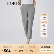 PORTS女裝小腳口長褲LM8P081MFQ075 霧霾藍格紋 L (8)