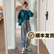 幻黛（HUANDAI）運動(dòng)褲女秋季新款寬松高腰束腳哈倫褲休閑九分衛褲子 秋季款-白色-8811 XL