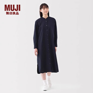 無印良品（MUJI）女式 水洗 平紋 立領(lǐng)長袖連衣裙女裝裙子25年春季連身裙 BC2LUC5S 深藏青色 L （165/88A）
