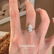 戀上心老鳳凰鍍銀色梨形水滴莫桑石鉆戒精致彗星形狀復古簡(jiǎn)約 白金色7號閉口 梨形水滴莫桑石鉆戒