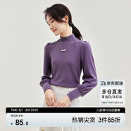 尚都比拉秋冬半高領(lǐng)燈籠袖針織衫女修身顯瘦打底衫內(nèi)搭上衣 醬紫色 XL 