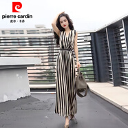 皮爾卡丹豎條紋連衣裙2025新款女夏季法式氣質(zhì)高端精致輕奢感無袖裙子 條紋連衣裙A2984 2XL 【建議126-135斤】