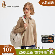 暇步士（Hush Puppies）童裝男童POLO衫25春季兒童長袖T恤經(jīng)典翻領(lǐng)上衣 燕麥卡其 130 