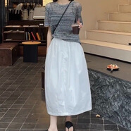 2025新款夏季日系白色a字半身裙子女高腰寬松設(shè)計感氣質(zhì)顯瘦傘裙 白色 M (80-130斤)