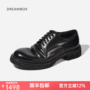 dreambox鈞博vibram高端馬臀皮休閑皮鞋手工固特異皮底男士德比鞋 黑色啞面 42