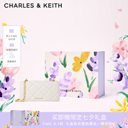 CHARLES&KEITH質(zhì)感菱格鏈條小方錢包女包包女包生日禮物七夕禮物CK6-10680924 Cream奶白色 XS