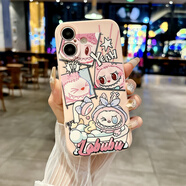 殼智通立體流沙拉布布鏡子適用iphone16 15 14 13 12 11/promax手機殼便 皮粉-漫畫拉布布【單殼】 iPhone SE4
