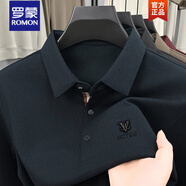羅蒙冰絲薄款翻領(lǐng)T恤男寬松爸爸裝Polo衫新款 深藍 S 165