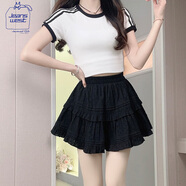 JEANSWEST CLUB真維斯芭蕾風(fēng)蛋糕裙短裙女甜美花邊荷葉邊高腰A字半身短裙