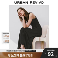 UR2025春季新款女裝波嬉風(fēng)休閑純色修身無袖連衣裙UWM750034 正黑 (偏長) S