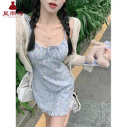 夏雨瑤碎花吊帶連衣裙女夏季新款溫柔風(fēng)顯瘦韓版小個(gè)子修身氣質(zhì)印花短裙 碎花裙 M 【建議95-105斤】