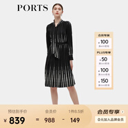 PORTS寶姿秋季新款女裝時尚圓點印花連衣裙ALD9D015QPT100 黑白混色 S 4